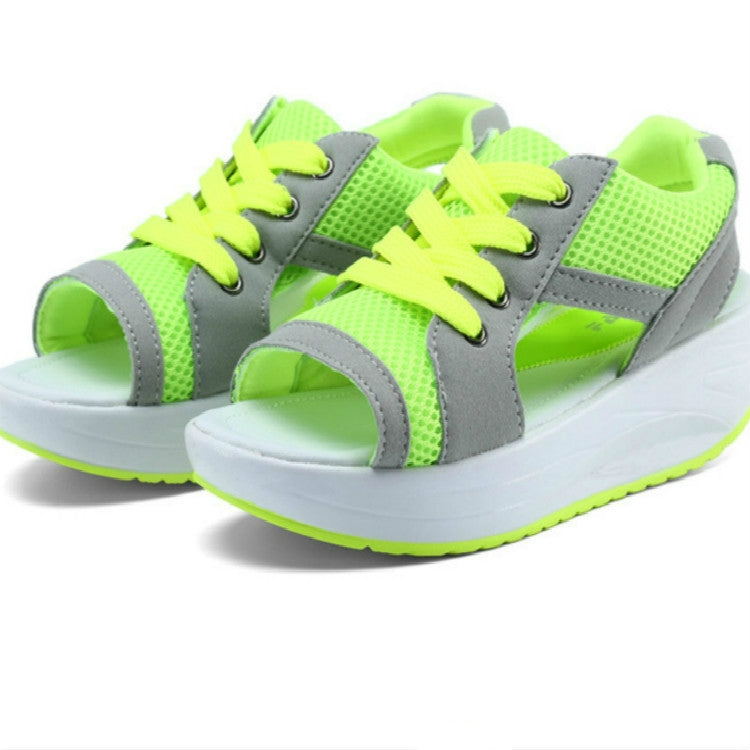 Fish Mouth Thick Bottom Increased Sports Leisure Mesh Shoes, 35, 36, 37, 38, 39, 40