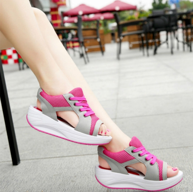 Fish Mouth Thick Bottom Increased Sports Leisure Mesh Shoes, 35, 36, 37, 38, 39, 40
