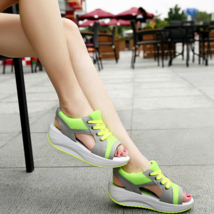 Fish Mouth Thick Bottom Increased Sports Leisure Mesh Shoes, 35, 36, 37, 38, 39, 40