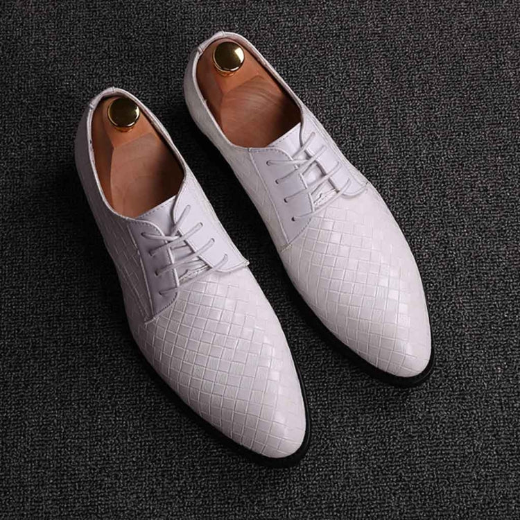 Men Business Dress Shoes Crocodile Leather Shoes Pointed Strips Brock Casual Shoes, 38, 39, 40, 41, 42, 43, 44, 45, 46, 47
