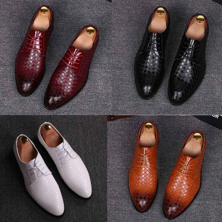 Men Business Dress Shoes Crocodile Leather Shoes Pointed Strips Brock Casual Shoes, 38, 39, 40, 41, 42, 43, 44, 45, 46, 47