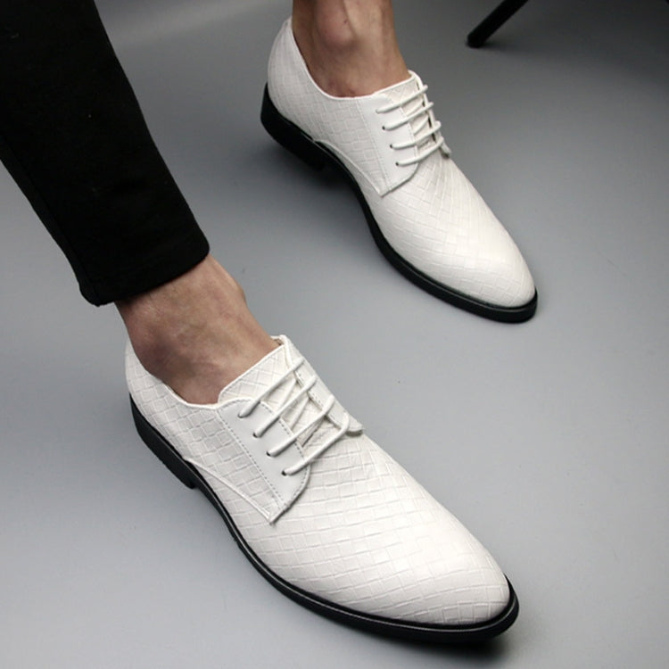 Men Business Dress Shoes Crocodile Leather Shoes Pointed Strips Brock Casual Shoes, 38, 39, 40, 41, 42, 43, 44, 45, 46, 47
