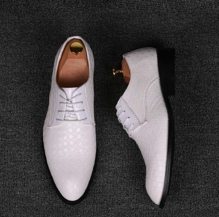 Men Business Dress Shoes Crocodile Leather Shoes Pointed Strips Brock Casual Shoes, 38, 39, 40, 41, 42, 43, 44, 45, 46, 47