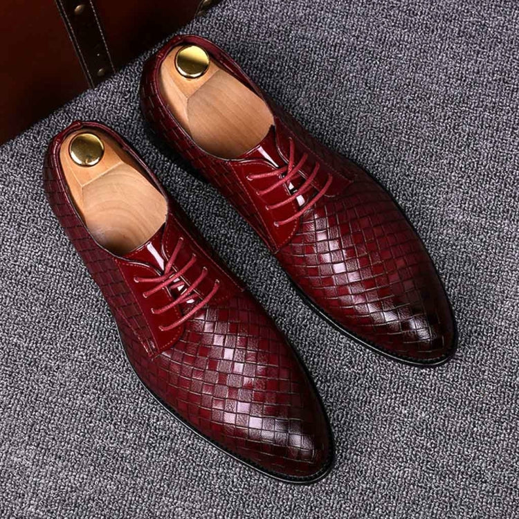 Men Business Dress Shoes Crocodile Leather Shoes Pointed Strips Brock Casual Shoes, 38, 39, 40, 41, 42, 43, 44, 45, 46, 47
