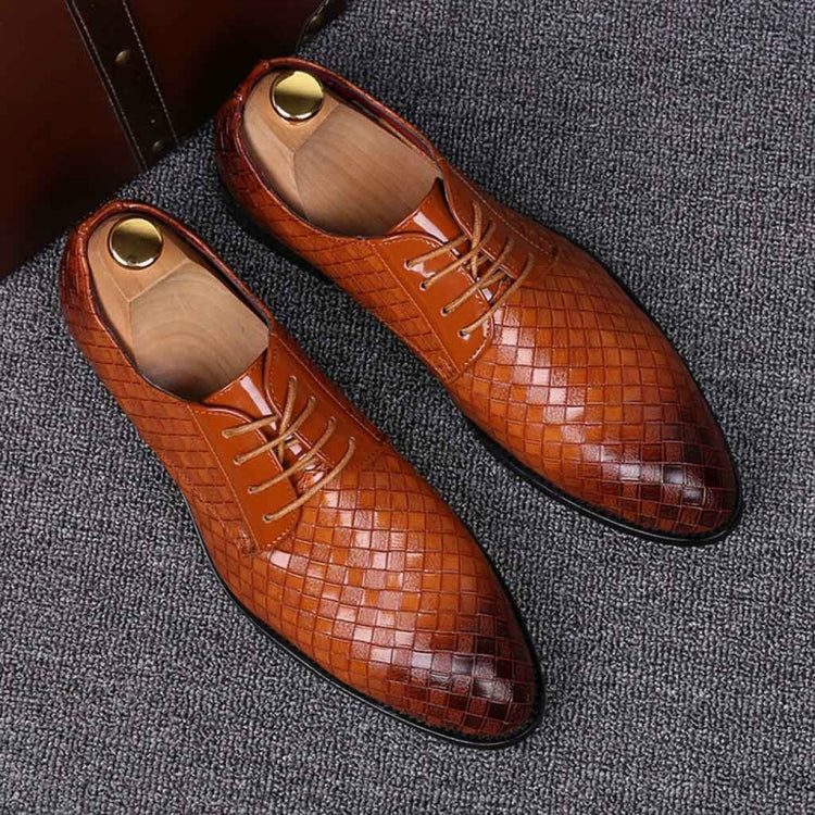 Men Business Dress Shoes Crocodile Leather Shoes Pointed Strips Brock Casual Shoes, 38, 39, 40, 41, 42, 43, 44, 45, 46, 47