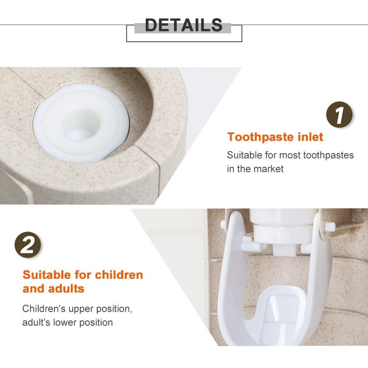 ECOCO Wheat Straw Wall-mounted Seamless Stickers Lazy Automatic Toothpaste, ECOCO Wheat Straw