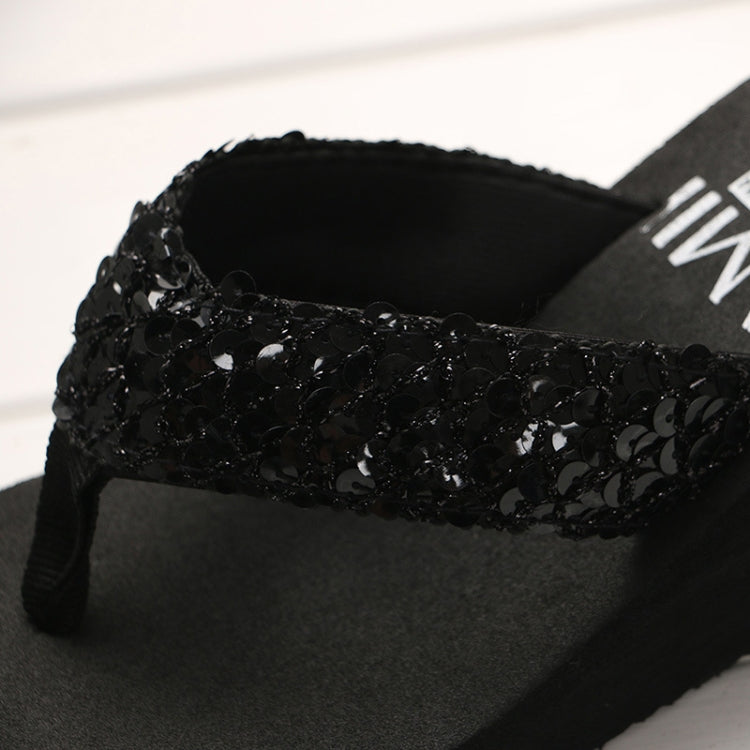 Sequin Slippers Wedge ith Flip Flops, 36, 37, 38, 39, 40