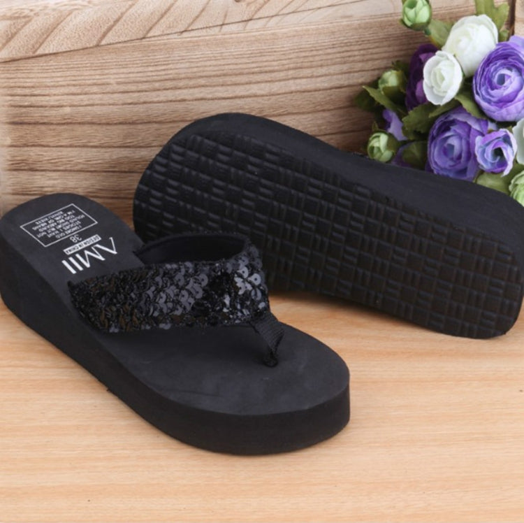 Sequin Slippers Wedge ith Flip Flops, 36, 37, 38, 39, 40