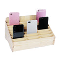 2 PCS Wooden Conference Classroom Mobile Phone Organizer Desktop Storage Box, White Oak 24 Grid
