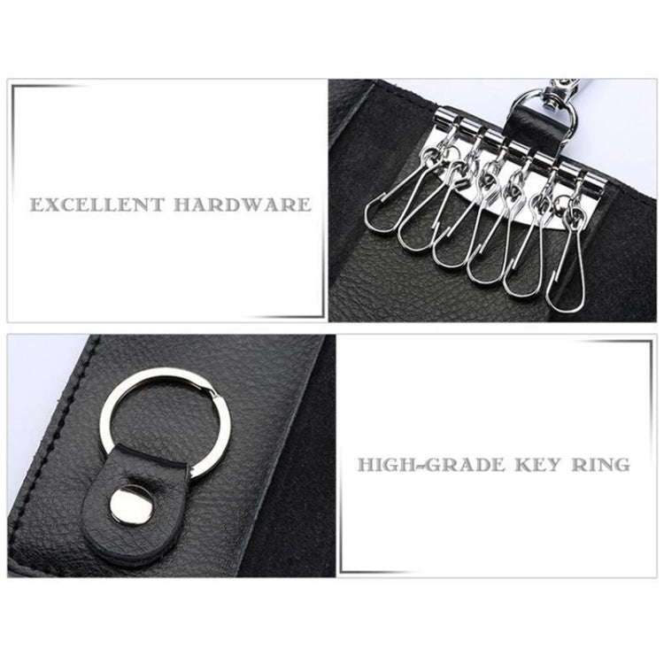 Multifunctional Litchi Texture Leather Keychain Bag Car Key Bag