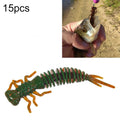 15 PCS 8-color Larvae Silicone Soft Bait Lure Bait, 55MM, 75MM, 100MM