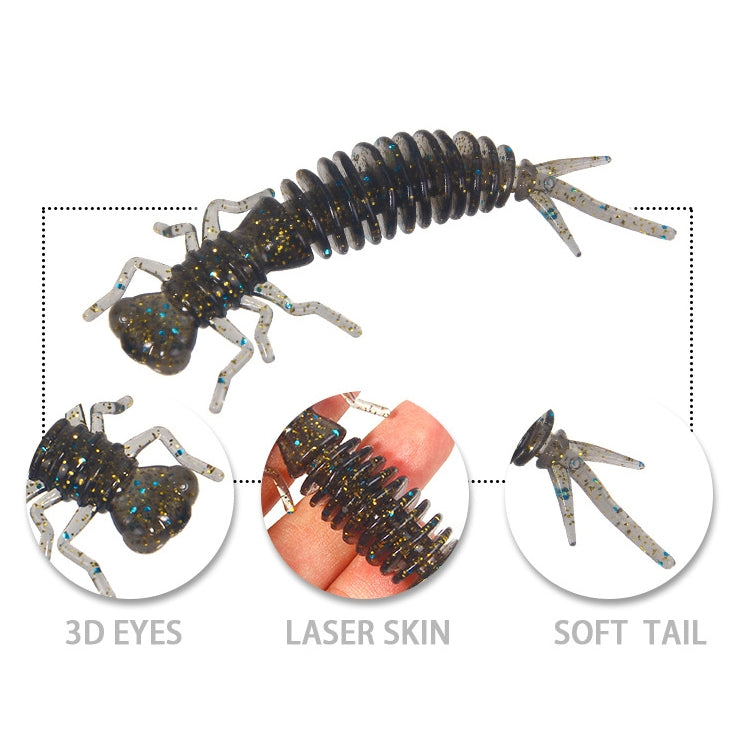 15 PCS 8-color Larvae Silicone Soft Bait Lure Bait, 55MM, 75MM, 100MM