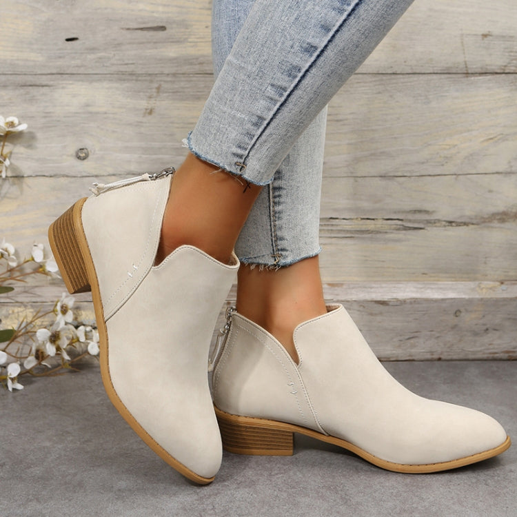 Autumn And Winter Pointed Low-Heeled Boots Women Low Tube Boots, 36, 37, 38, 39, 40, 41, 42, 43