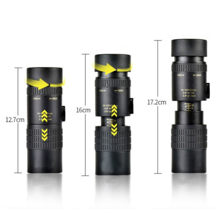 High magnification HD Low Light Level Night Vision Continuous Zoom Monocular, 10 - 30 x 30, 10 - 100 x 30