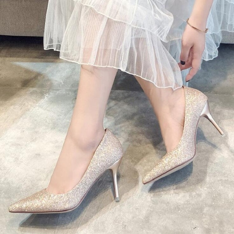 Women Shoes Shallow Glitter Frosted Stiletto, 34, 35, 36, 37, 39