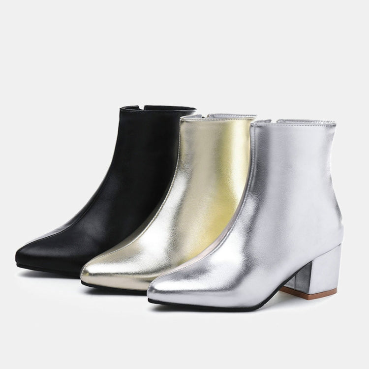Autumn  Winter Glitter Square Heel Pointed Low-Top Women Boots, 32, 33, 34, 35, 36, 37, 38, 39, 40, 41, 42, 43, 44, 45