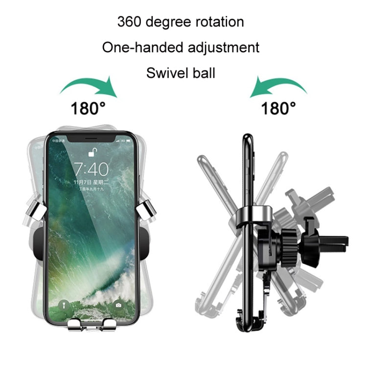 650 Vehicle-mounted Mobile Phone Gravity Bracket Air Outlet Navigation Holder, Black, Paste Black