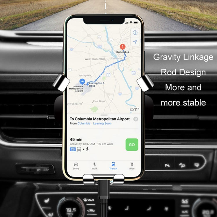 650 Vehicle-mounted Mobile Phone Gravity Bracket Air Outlet Navigation Holder, Black, Paste Black