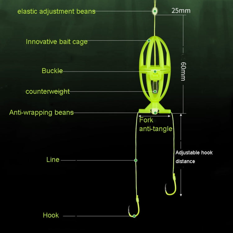 Double Hooks ISEAMA Explosive Hook Bighead Carp Feeder for Hand Rod & Throwing Rod, Size: 6, 6, 7, 8, 9, 10, 11, 12, 13, 14