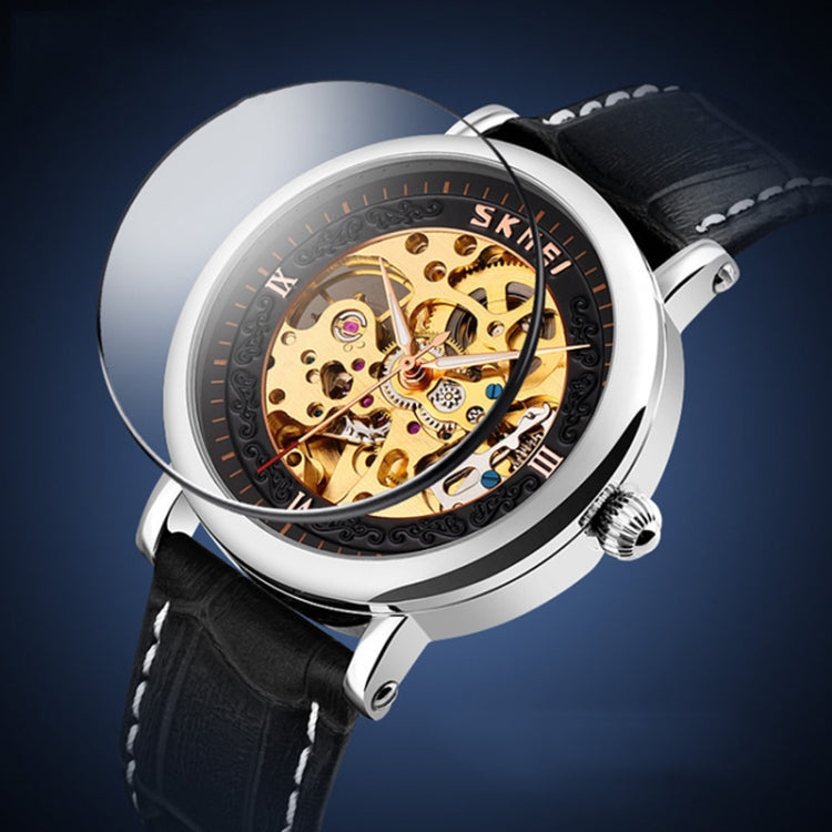 SKMEI 9229 Men Automatic Skeleton Mechanical Watch Thorough Bottom Student Watch, Silver Shell Black Face, Silver Shell Blue Face, Gold Shell Gold Face, Gold Shell Black Face, Rose Gold Shell Black Face, Rose Gold Shell Rose Gold Face