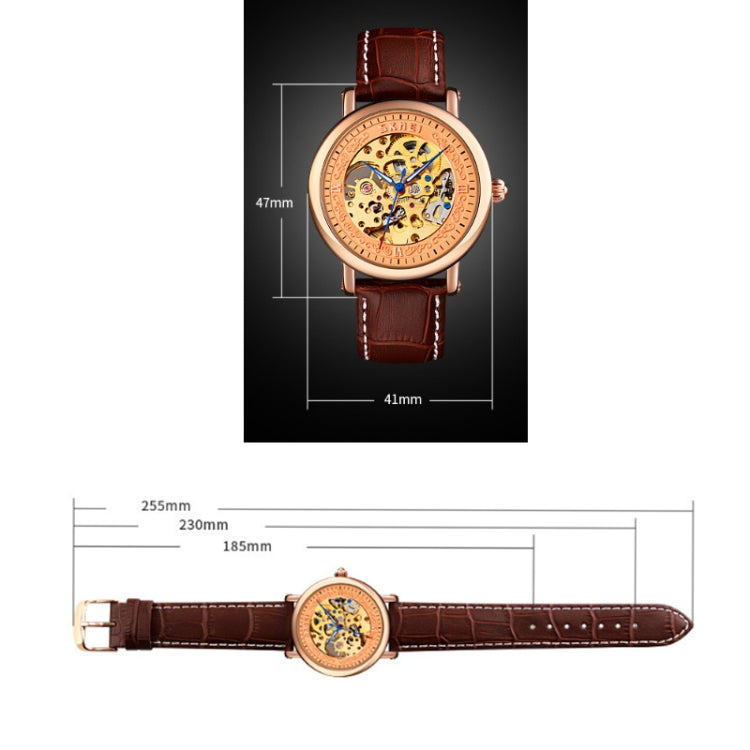 SKMEI 9229 Men Automatic Skeleton Mechanical Watch Thorough Bottom Student Watch, Silver Shell Black Face, Silver Shell Blue Face, Gold Shell Gold Face, Gold Shell Black Face, Rose Gold Shell Black Face, Rose Gold Shell Rose Gold Face