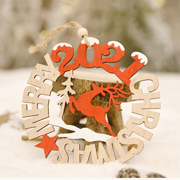 3 PCS Christmas Decorations Letter Card Wooden Pendant, A Style, B Style, C Style