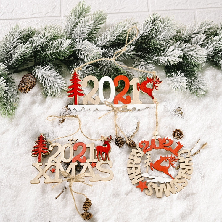 3 PCS Christmas Decorations Letter Card Wooden Pendant, A Style, B Style, C Style