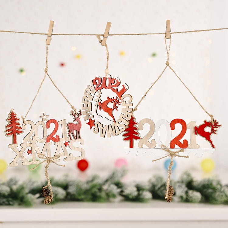 3 PCS Christmas Decorations Letter Card Wooden Pendant, A Style, B Style, C Style