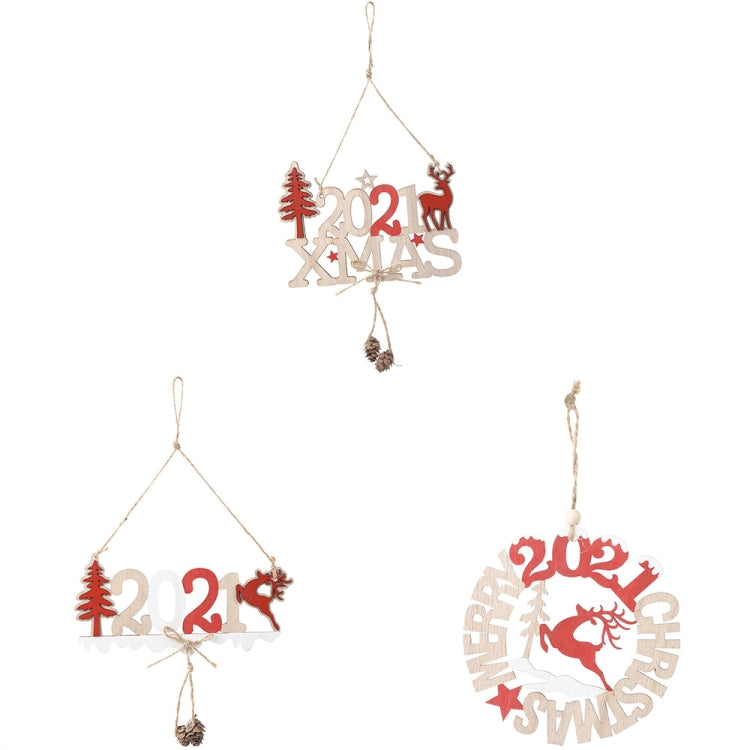 3 PCS Christmas Decorations Letter Card Wooden Pendant, A Style, B Style, C Style