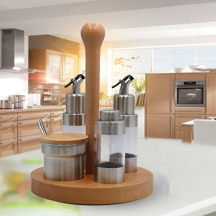 Wooden Creative Seasoning Jar Set Kitchen Rack, Round, Square