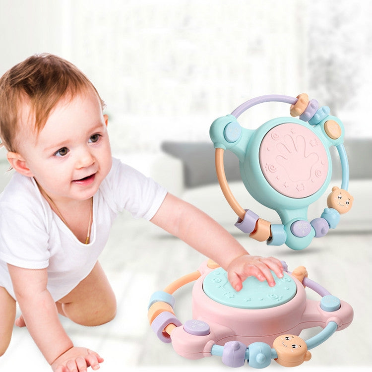 Baby Music Hand Drum Multi-function Early Education Puzzle Rattle Toy, Pink, Blue