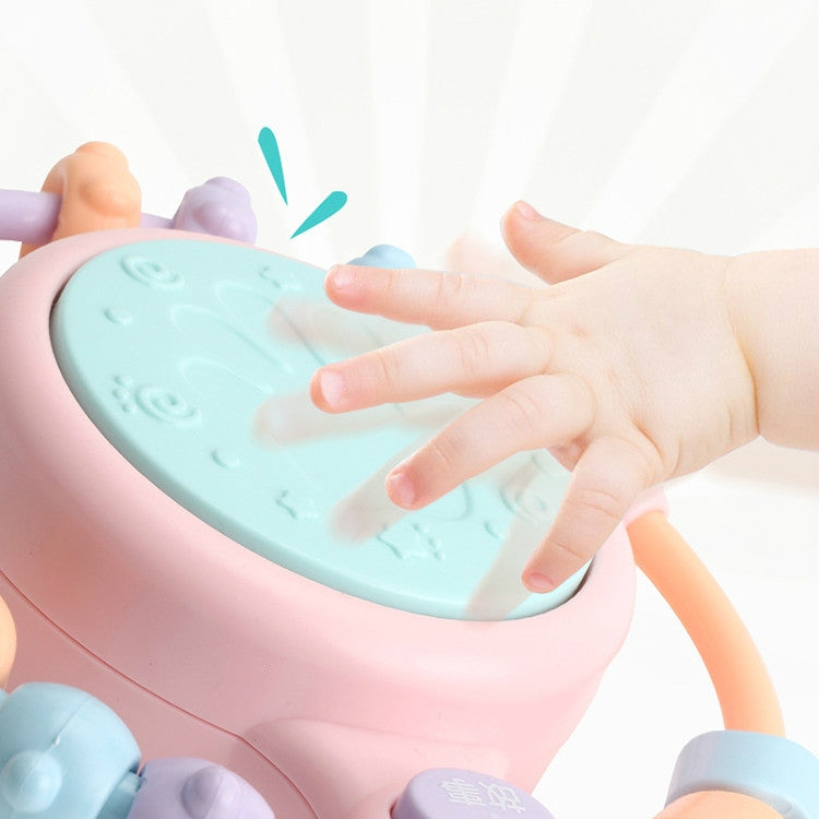 Baby Music Hand Drum Multi-function Early Education Puzzle Rattle Toy, Pink, Blue
