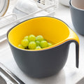 2 in 1 Double-layer Drain Basket Kitchen Plastic Fruit Vegetable Basket Salad Bowl, Yellow Gray