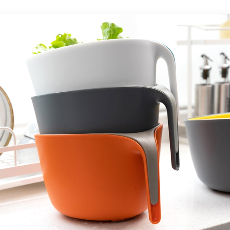 2 in 1 Double-layer Drain Basket Kitchen Plastic Fruit Vegetable Basket Salad Bowl, Yellow Gray