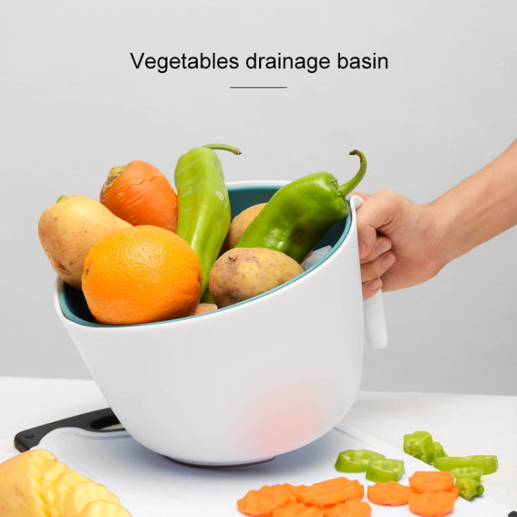 2 in 1 Double-layer Drain Basket Kitchen Plastic Fruit Vegetable Basket Salad Bowl, Yellow Gray