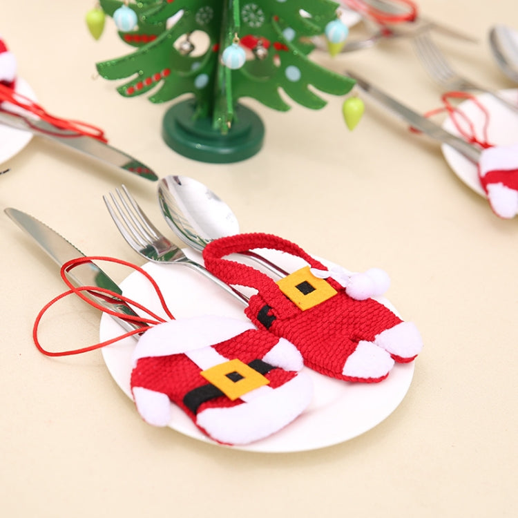 Christmas Table Decoration Christmas Small Clothes Pants Cutlery Cover, Cloth Button, Plastic Button