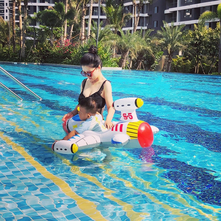 Children Thickened Inflatable Airplane Shape Seat Mount Swimming Ring, Airplane(Blue), Airplane(White)