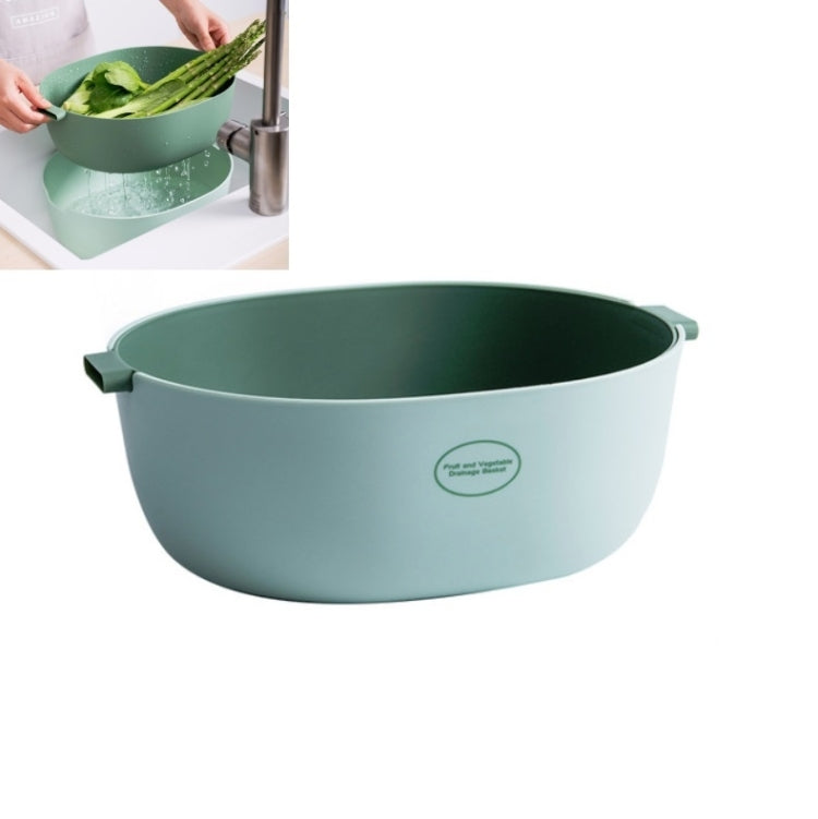 Kitchen Rice Pan Double-dish Vegetable Drain Basket Plastic Fruit Basket, U Shape Light Green, U Shape Dark Red, U Shape Light Gray, O Shape Light Green, O Shape Dark Red