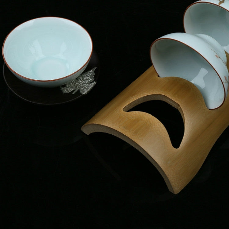 Bamboo Tea Cup Holder Drain Stand, Tea Cup Holder