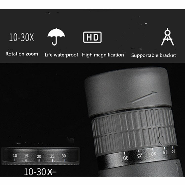 Continuous Zoom Single Tube Low Light Night Vision HD High Magnification Telescope, 10-30X50
