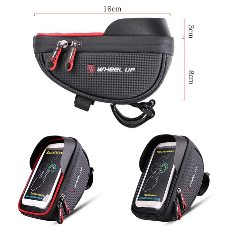 WHEEL UP Anti-splashing Touch Screen Bicycle Mobile Phone Bag Mountain Bike Front Beam Bag Riding Handlebar Bag, Black, Black and Red, 010 Chinese Elements, Twist Section-Black, Ball Pattern Section-Black