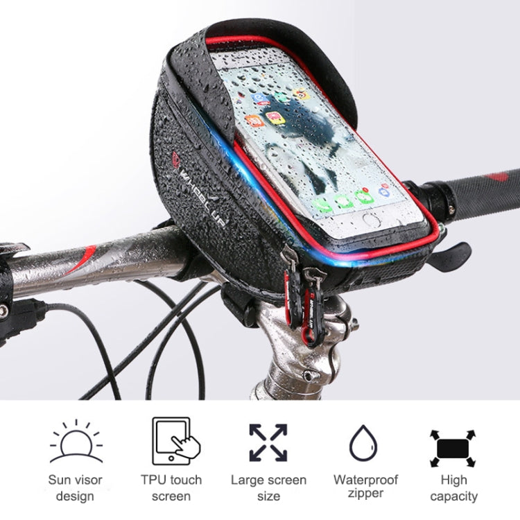 WHEEL UP Anti-splashing Touch Screen Bicycle Mobile Phone Bag Mountain Bike Front Beam Bag Riding Handlebar Bag, Black, Black and Red, 010 Chinese Elements, Twist Section-Black, Ball Pattern Section-Black
