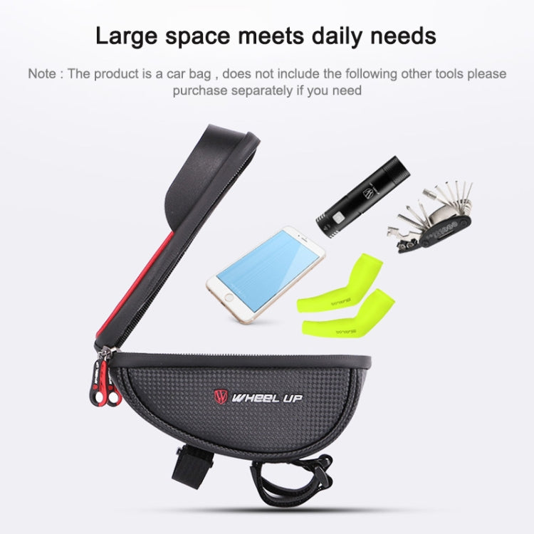 WHEEL UP Anti-splashing Touch Screen Bicycle Mobile Phone Bag Mountain Bike Front Beam Bag Riding Handlebar Bag, Black, Black and Red, 010 Chinese Elements, Twist Section-Black, Ball Pattern Section-Black