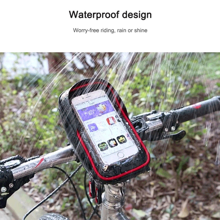 WHEEL UP Anti-splashing Touch Screen Bicycle Mobile Phone Bag Mountain Bike Front Beam Bag Riding Handlebar Bag, Black, Black and Red, 010 Chinese Elements, Twist Section-Black, Ball Pattern Section-Black