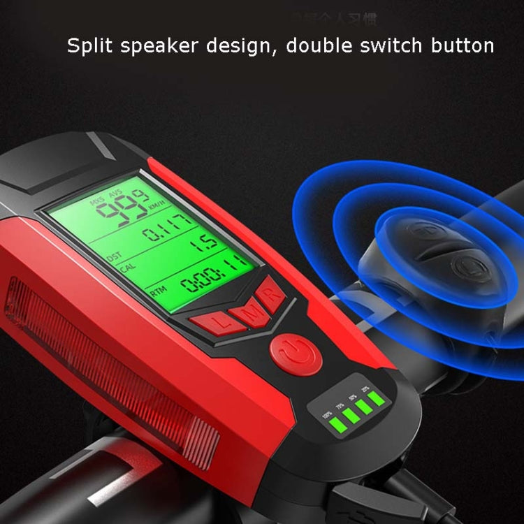 Front Light (With Fog Light) & Horn & Speedometer  Multifunctional Bicycle Mountain Bike Headlight, Code Watch (Blue), Code Watch (Red), Code Watch (Black)