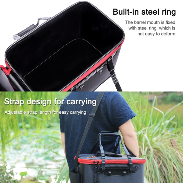 Thickened Multifunctional Folding Live Fish Box Fishing Bucket, 40 cm (with Handle and Side Pocket), 45 cm (with Handle and Side Pocket), 50 cm (with Handle and Side Pocket)