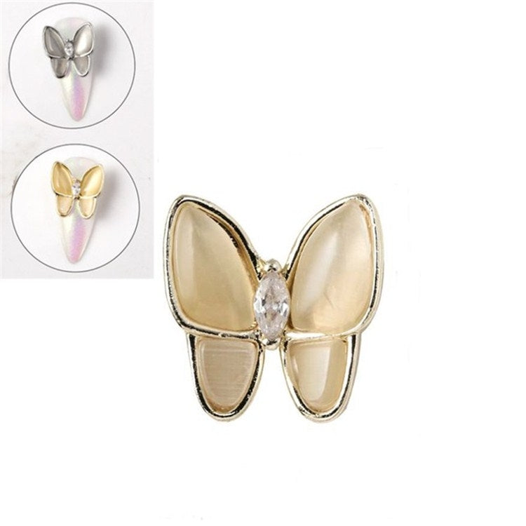 10 PCS Butterfly Nail Art Accessories Golden Three-dimensional Cat's Eye Butterfly Zircon DIY Nail Decoration Accessories, Gold 1  13X12 MM, Silver 2  113X12 MM, Gold 3 15x16 MM, Silver 4 15x16 MM, Gold 5 11x14 MM, Silver 6 11x14 MM