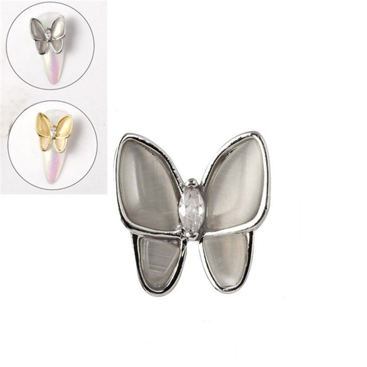 10 PCS Butterfly Nail Art Accessories Golden Three-dimensional Cat's Eye Butterfly Zircon DIY Nail Decoration Accessories, Gold 1  13X12 MM, Silver 2  113X12 MM, Gold 3 15x16 MM, Silver 4 15x16 MM, Gold 5 11x14 MM, Silver 6 11x14 MM