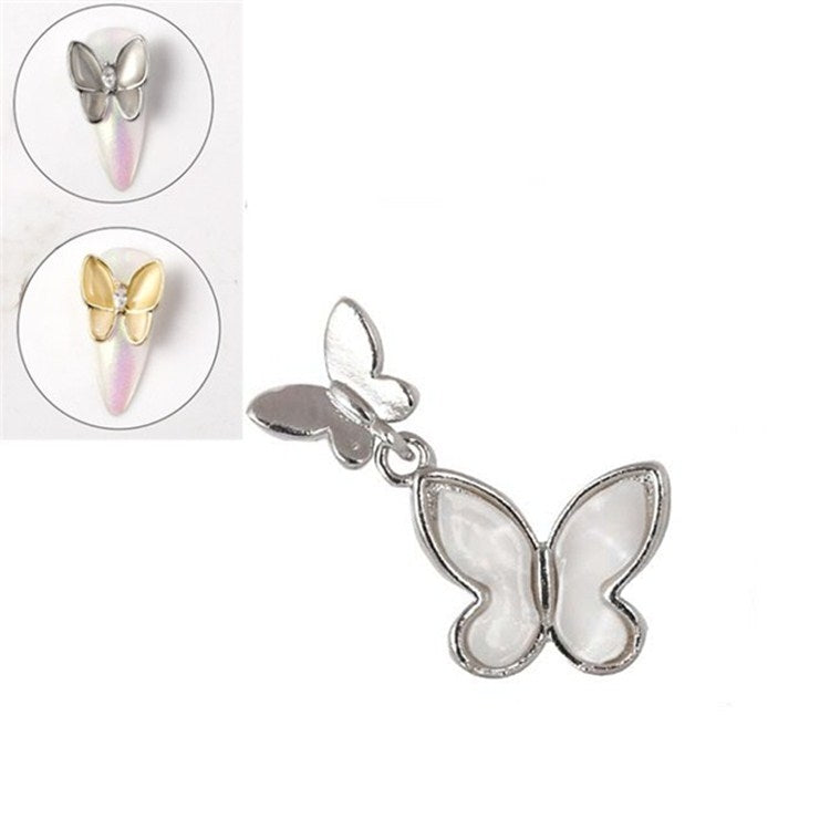 10 PCS Butterfly Nail Art Accessories Golden Three-dimensional Cat's Eye Butterfly Zircon DIY Nail Decoration Accessories, Gold 1  13X12 MM, Silver 2  113X12 MM, Gold 3 15x16 MM, Silver 4 15x16 MM, Gold 5 11x14 MM, Silver 6 11x14 MM