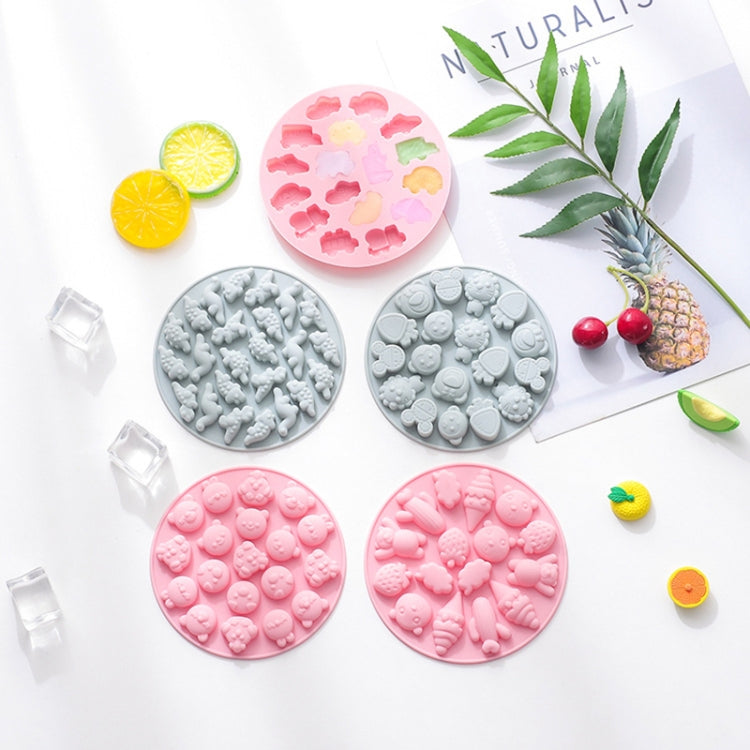 10 PCS Round Cartoon Soft Candy Jelly Steamable Silicone Mold Ice Cream Chocolate Dripping Mold, Dinosaur World, Lion Carrot, Bunny Bear, Cone Cactus, Car, Bunny Bear(Pink), Lion Carrot(Pink), Dinosaur World(Pink), Car(Pink), Cone Cactus(Pink)